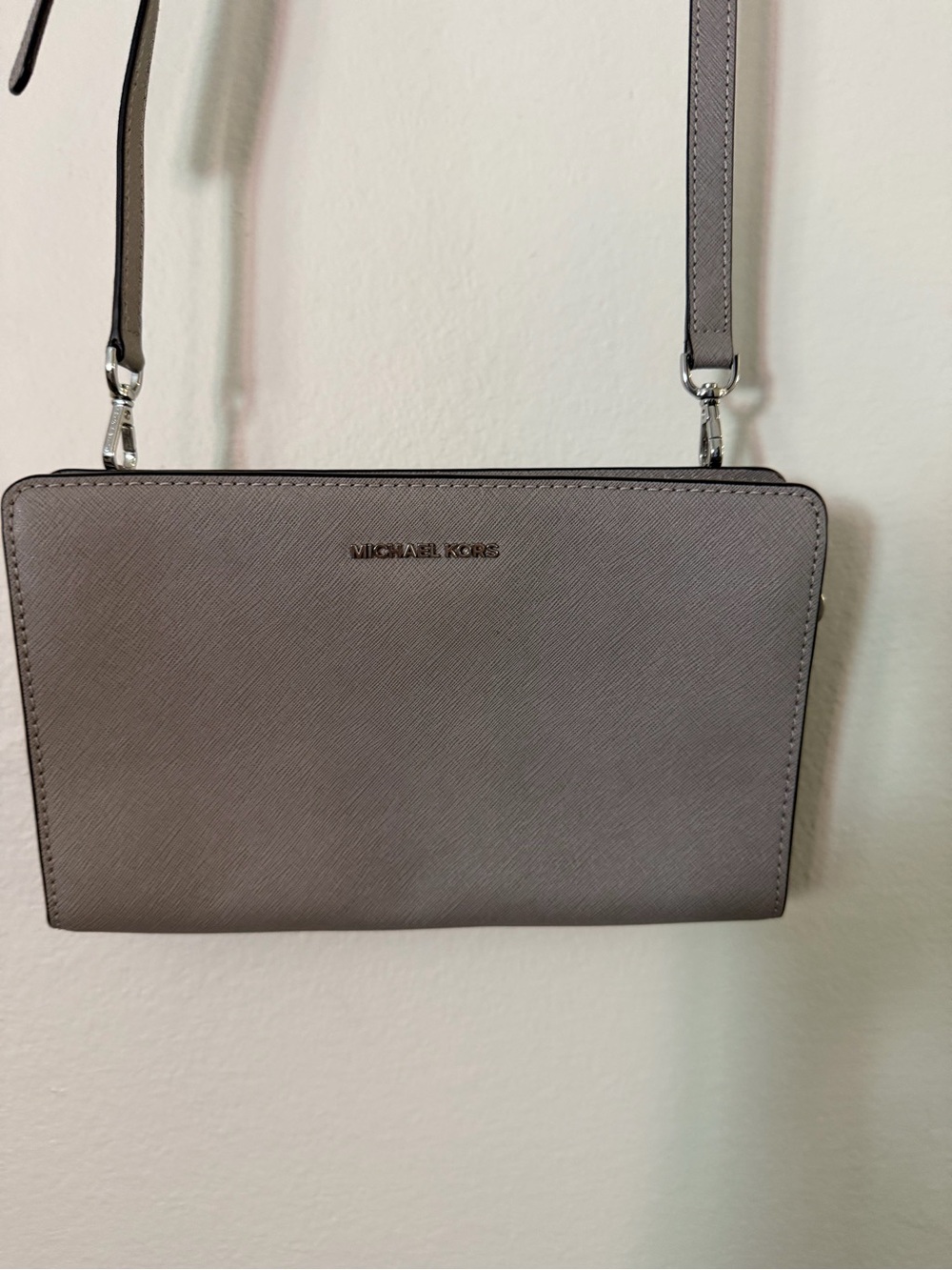 Michael Kors Taupe Saffiano Leather Crossbody Bag